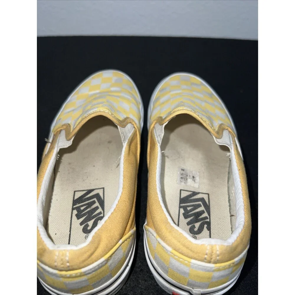 VANS Yellow Checkerboard Slip On Sneakers Unisex Skate Shoe Mens 4 Women’s 5.5